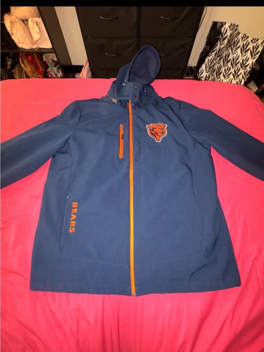 Chicago Bears Men Blue Softshell Jacket with Orange Trim